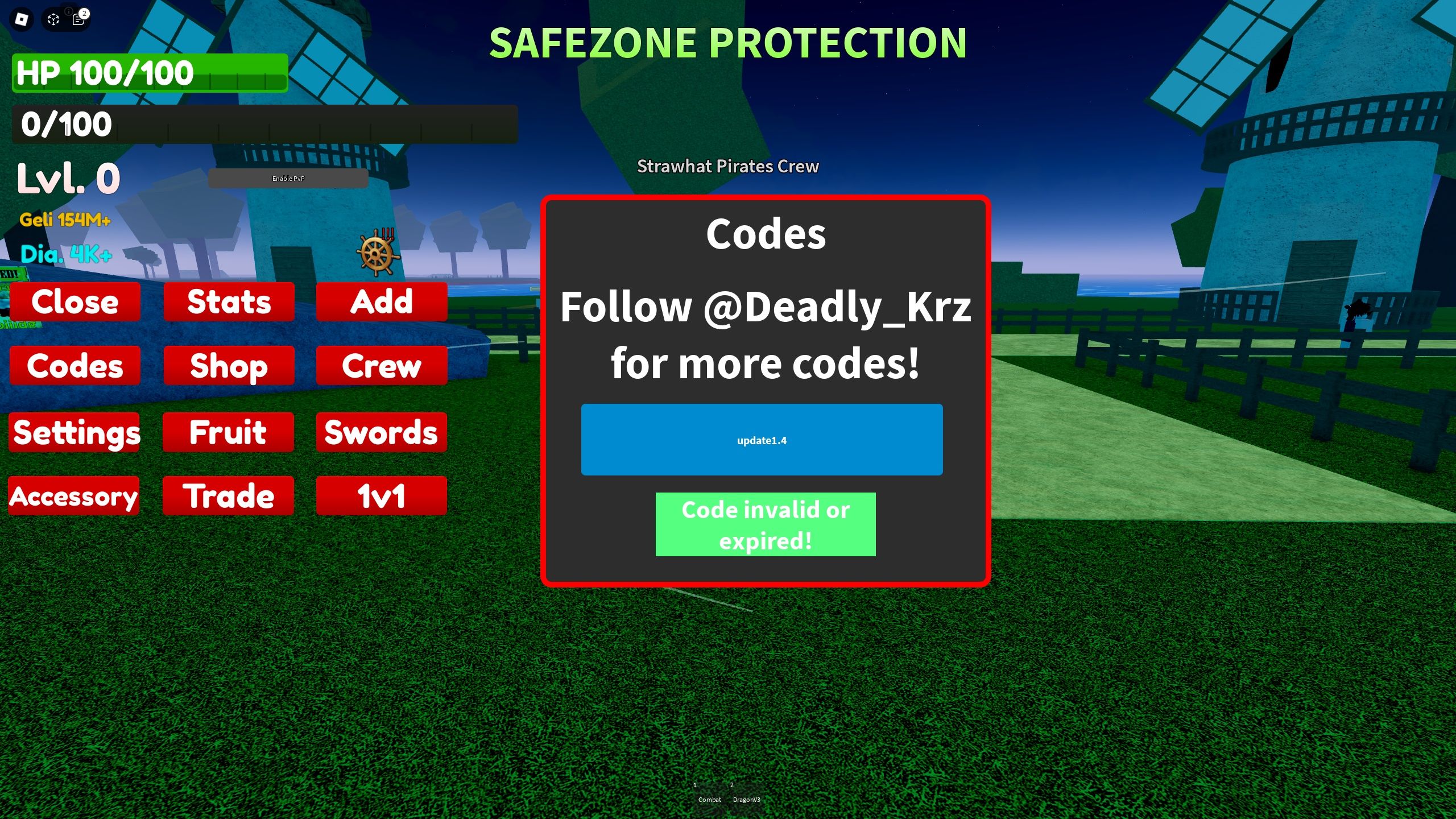 a code is invalid in Cat Piece on Roblox