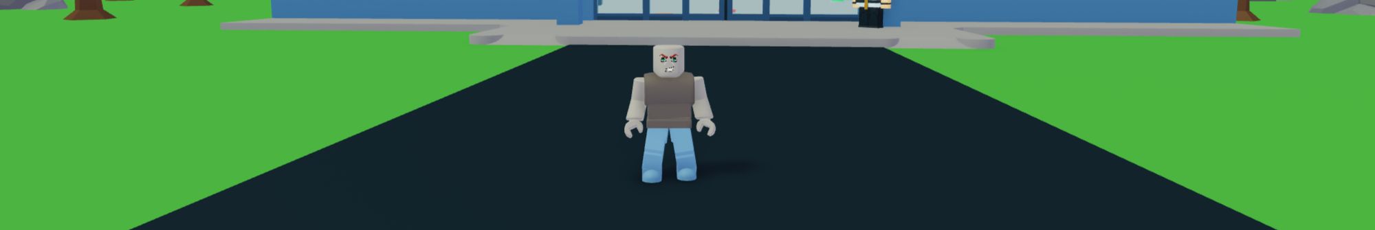 a player standing near to a mall in Mall Tycoon on Roblox