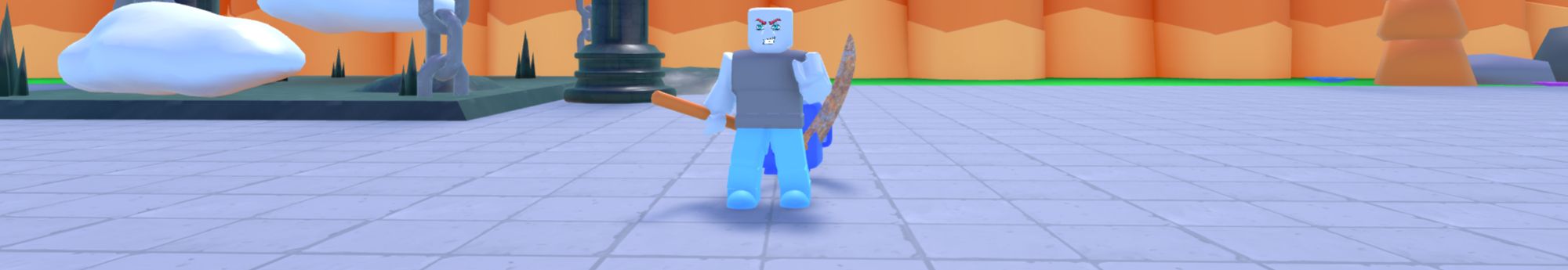 a player standing in the main area in Scythe Simulator on Roblox