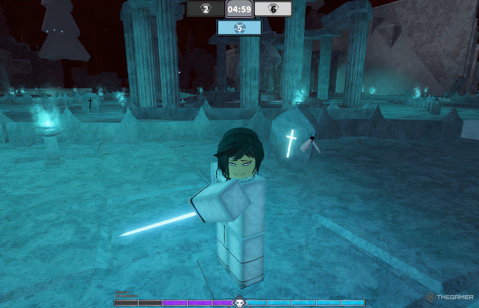 A player swinging a sword in Type Soul